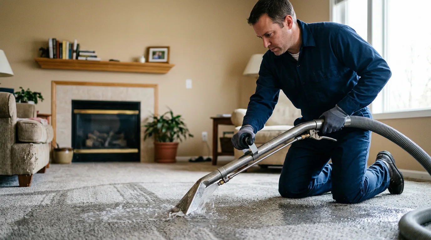 Water damage restoration technician working near East Waterford, PA